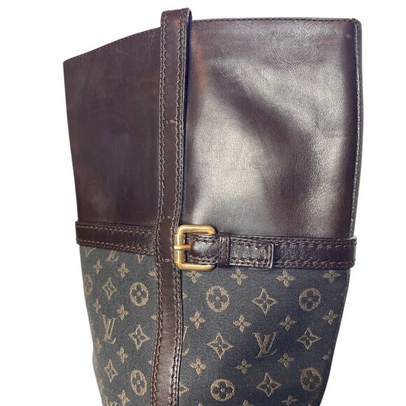 LOUIS VUITTON Jodie Denim Monogram Knee High Y2K Equestrian Boots \\ 39 - Picture 8 of 14